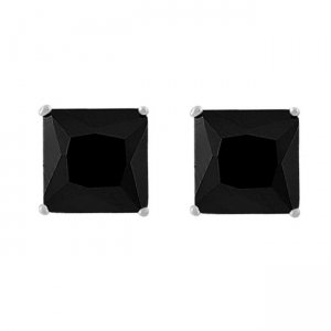 Cercei argint 925 cu pietre negre patrate 8 mm [0]